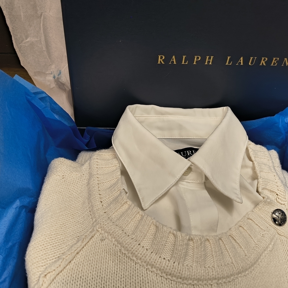 Lauren Ralph Lauren Cream Black Nautical Striped Sweater + RalphLauren Gift Box - Picture 10 of 11